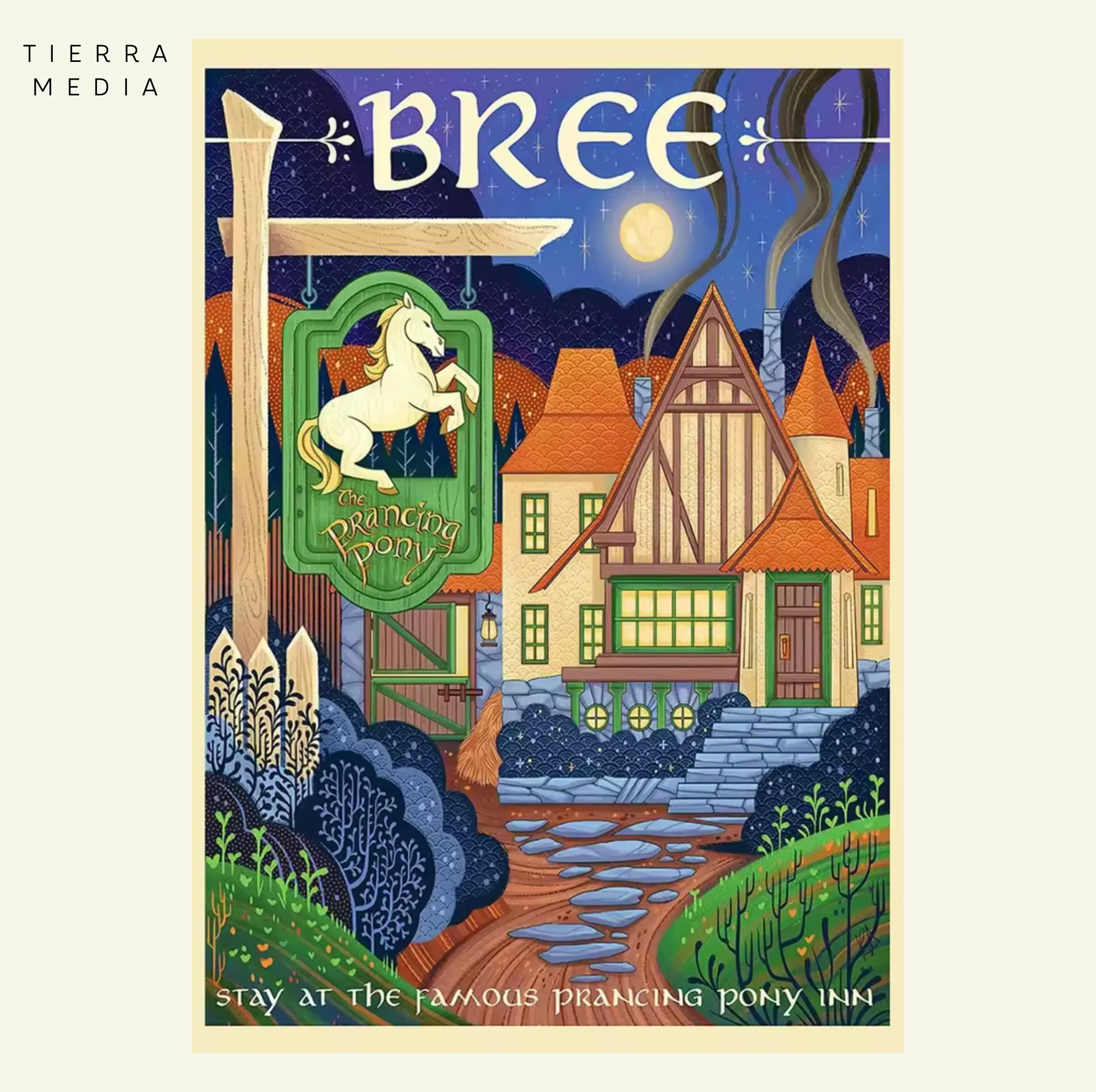 Cuadro Vintage del Señor de los Anillos: Bree