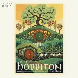Cuadro Vintage del Señor de los Anillos: Hobbiton