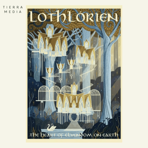 Cuadro Vintage del Señor de los Anillos: Lothlorien